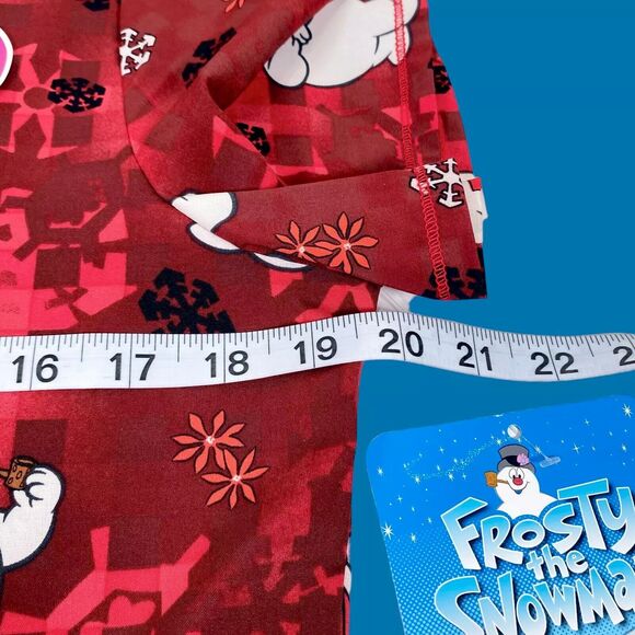 Frosty The Snowman Womens Scrub Top S Red Christmas Pediatrics Nurse Uniform NEW - Picture 6 of 9
